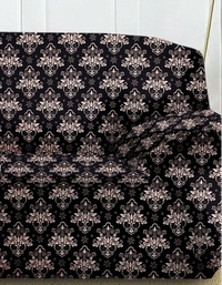 Black  Colour 3d Printed  2  Seater Elastic Strechable  Sofa Cover SlipCover For Living Room and Room  -  Single Seater, Black, Polycoton, 3dPrinted, Multipack 1